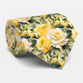 Waterverf Yellow Roses Spring Summer Floral Stropdas (Opgerold)
