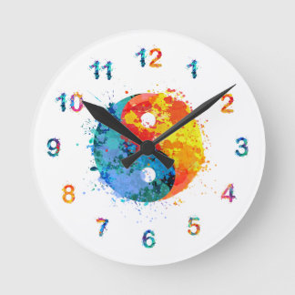 Waterverf Yin en Yang Wall Clock Clock Ronde Klok
