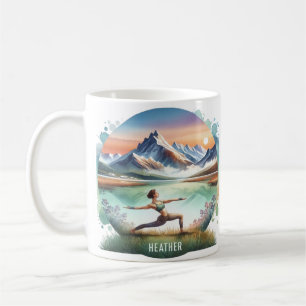 Waterverf Yoga Mok, Gepersonaliseerde Yoga Gift, Koffiemok