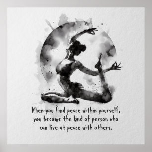 Waterverf Yoga Reiki One-Legged King Pigeon Pose Poster
