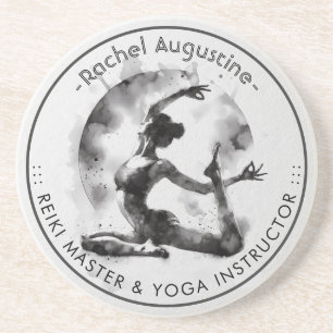 Waterverf Yoga Reiki One-Legged King Pigeon Pose Zandsteen Onderzetter