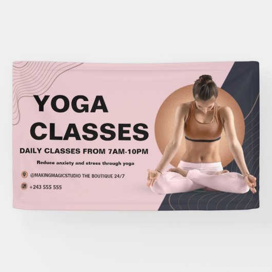 Waterverf Yoga studio Mediation instructeur healer Spandoek (Horizontaal)