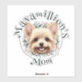 Waterverf Yorkie en Floral Wreath Sticker (Vel)