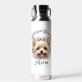 Waterverf Yorkie en Floral Wreath Waterfles (Voorkant)