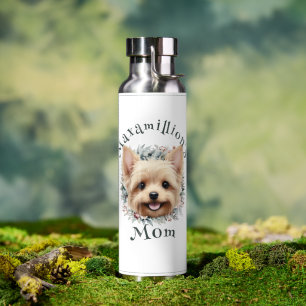 Waterverf Yorkie en Floral Wreath Waterfles