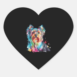 Waterverf Yorkshire Terrier Colorful Yorkie Dog L Hart Sticker