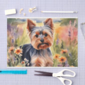 Waterverf Yorkshire Terrier in bloemendecoupage Tissuepapier (Craft)