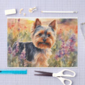 Waterverf Yorkshire Terrier in bloemendecoupage Tissuepapier (Craft)