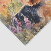 Waterverf Yorkshire Terrier in bloemendecoupage Tissuepapier (Detail)