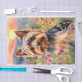 Waterverf Yorkshire Terrier in bloemendecoupage Tissuepapier (Craft)