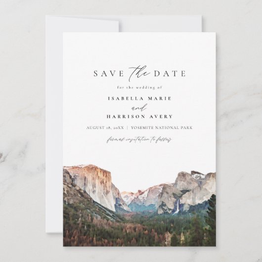 Waterverf Yosemite National Park Save the Date Kaart (Voorkant)