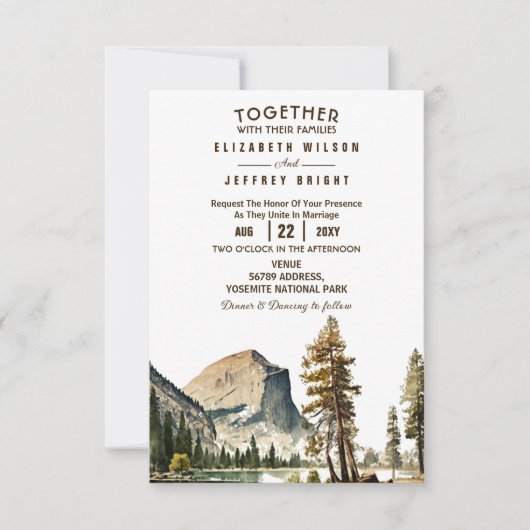 Waterverf Yosemite National Park Wedding Ca US I Kaart (Voorkant)