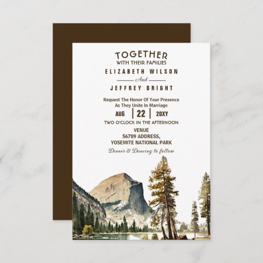 Waterverf Yosemite National Park Wedding Ca US I Kaart (Voorkant / Achterkant)