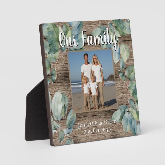 Waterverf zacht groen personaliseren Familiefoto Fotoplaat (Voorkant)