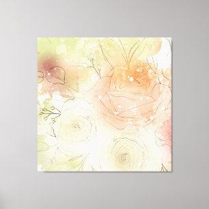 *~ Waterverf Zachte Bloemen AP10 Etherische Bloeme Canvas Afdruk