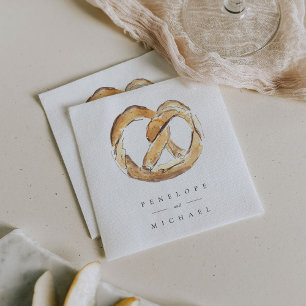 Waterverf Zachte Pretzel Gepersonaliseerde bruilof Servet