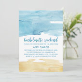 Waterverf Zand en Zee Bachelorette Weekend Kaart (Staand voorkant)