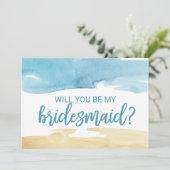 Waterverf Zand en Zee... zal je mijn Bridesmaid zi Kaart (Staand voorkant)