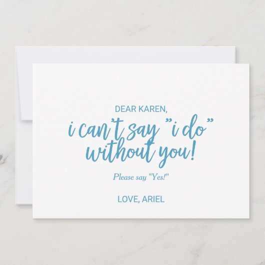 Waterverf Zand en Zee... zal je mijn Bridesmaid zi Kaart (Achterkant)