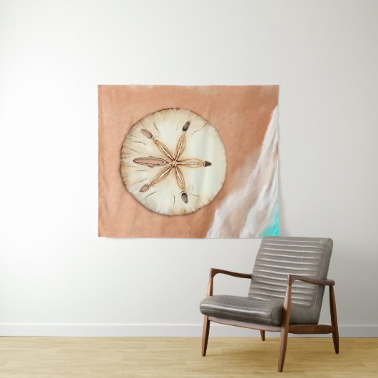 Waterverf zanddollar op het strand wandkleed (In Situ (horizontaal))