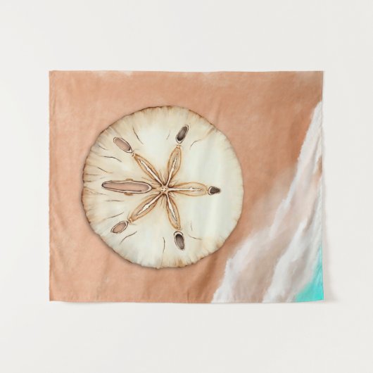 Waterverf zanddollar op het strand wandkleed (Voorkant (horizontaal))