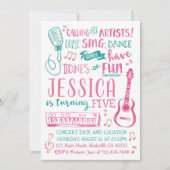 Waterverf zangeres verjaardagsuitnodiging kaart (Voorkant)