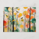 Waterverf zangvogels in voorjaarsbos briefkaart (Voorkant)