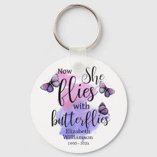 Waterverf Ze vliegt met Butterflies Memorial Sleutelhanger