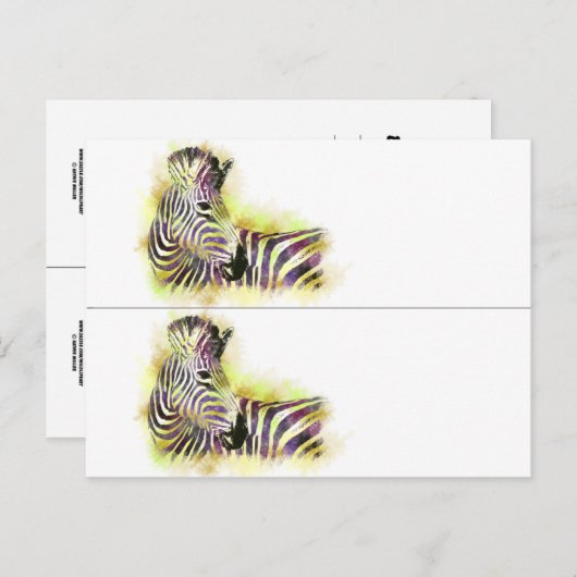 Waterverf Zebra-bladwijzers Briefkaart (Voorkant / Achterkant)
