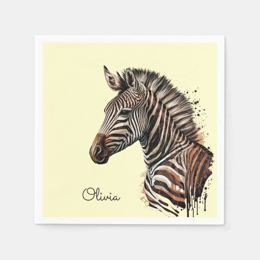 Waterverf zebra hoofddecoratie servet (Voorkant)