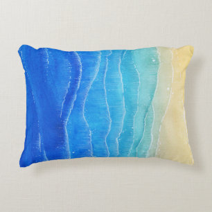 Waterverf zee en strand uitzicht. accent kussen