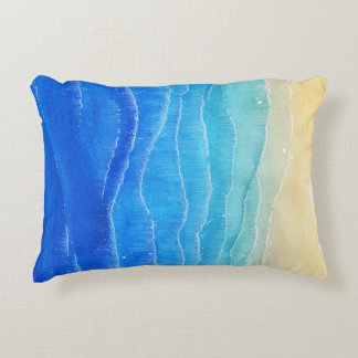 Waterverf zee en strand uitzicht. accent kussen