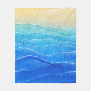 Waterverf zee en strand uitzicht. fleece deken
