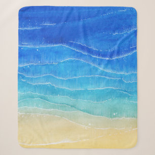 Waterverf zee en strand uitzicht. sherpa deken