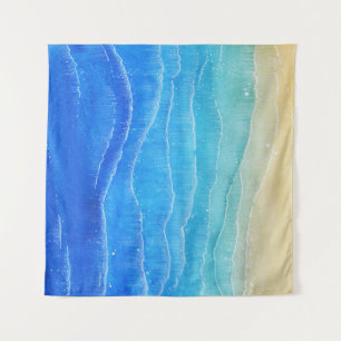 Waterverf zee en strand uitzicht. wandkleed
