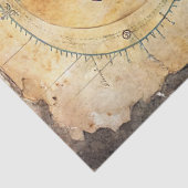 Waterverf zee Glarus meeuw kompas oude kaart Tissuepapier (Detail)