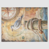 Waterverf zee Glarus meeuw kompas oude kaart Tissuepapier (Voorkant)