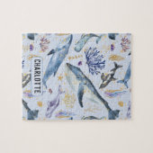 Waterverf Zee Levenslang Faux Glitter Name Gift Legpuzzel (Horizontaal)