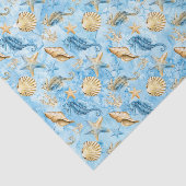 Waterverf Zee Levenspatroon schelpen Zeesterren Oc Tissuepapier (Detail)