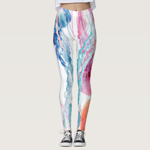 Waterverf Zee Life: Bellen & Kwallen Leggings