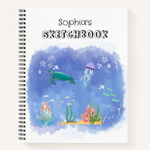 Waterverf Zee Life gepersonaliseerde schetsboek Notitieboek