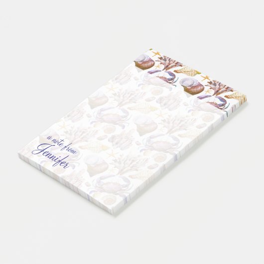 Waterverf Zee Life Patroon | Jouw namen toevoegen Post-it® Notes (Schuin)