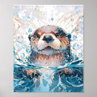 Waterverf Zee Otter Art
