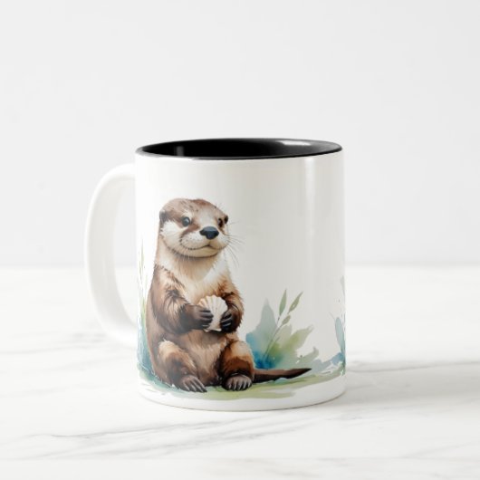 Waterverf Zee Otter Coffee Mok (Voorkant links)