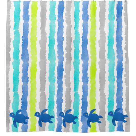 Waterverf Zee schildpad Douchegordijn (Voorkant)