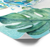 Waterverf Zee Schildpad en Monstera Leaves Poster (Hoek)