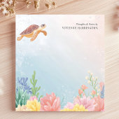 Waterverf Zee schildpad koraal gepersonaliseerd Notitieblok