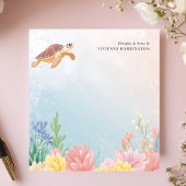 Waterverf Zee schildpad koraal gepersonaliseerd Notitieblok