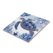 Waterverf Zee Schildpad Oceaan Blauw Tegeltje (Zijkant)