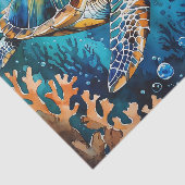 Waterverf Zee Schildpad Ocean Decor Decoupage Tissuepapier (Detail)
